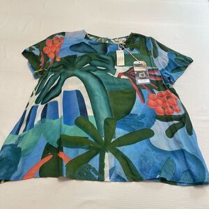 NWT Orientique Naturally Australian Floral Tropical Boho Top Size Small New
